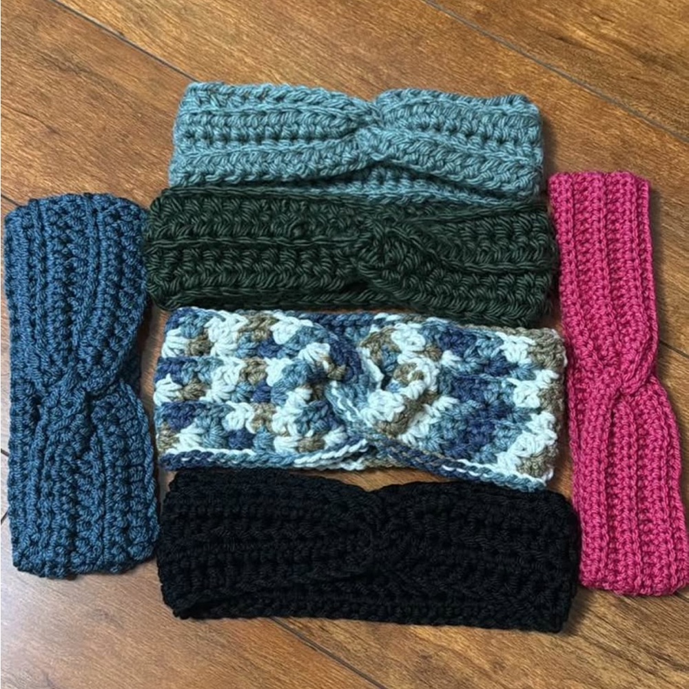 Set of 6 Crochet Headbands in Various Colors